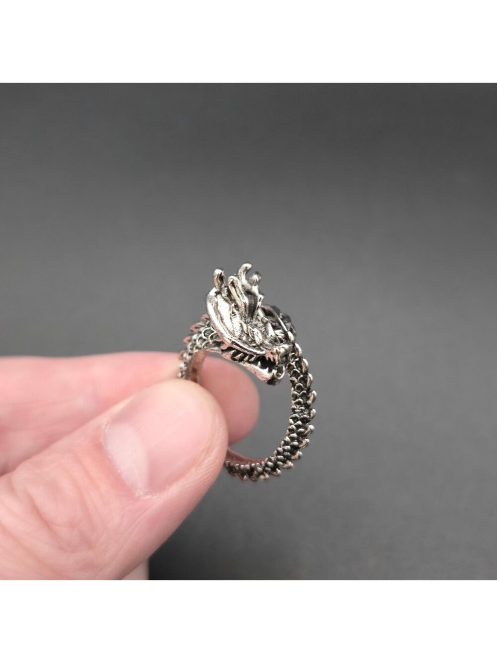 Size 8.25 Textured Coiled Dragon Fantasy Band Ring A7726